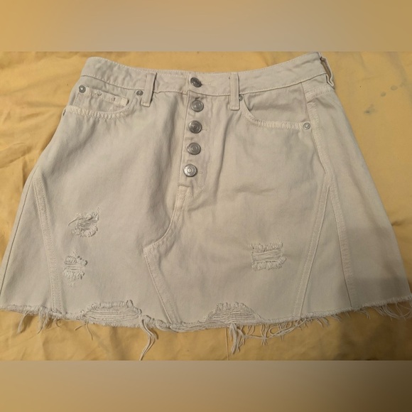 We The Free Off-White Denim Skirt 27 - Picture 2 of 6